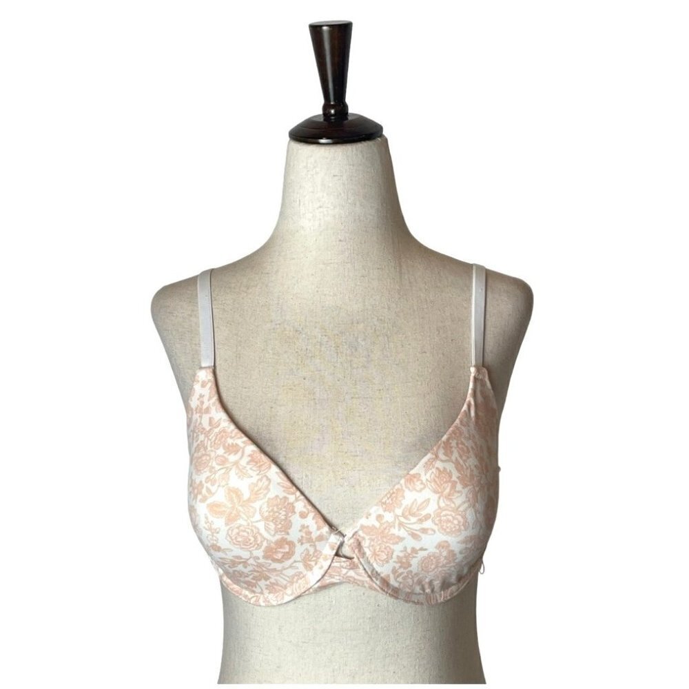 Lucky Brand Pink And White Floral Print Underwire Contour Cup Bra Size 38Cโ